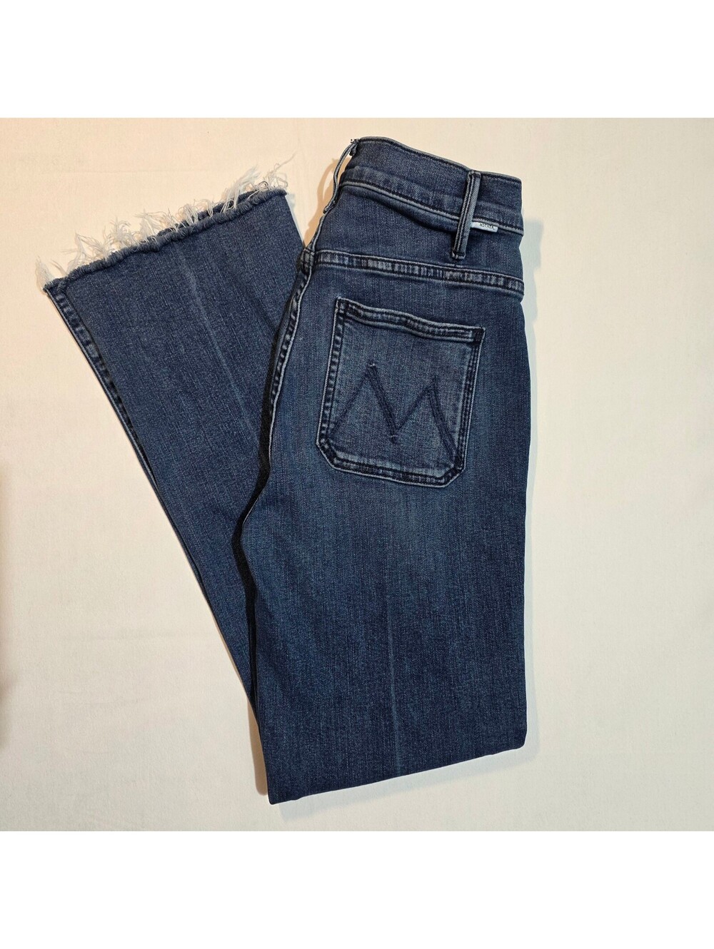 Mother Hustler Patch Pocket Ankle Fray Jeans Raw Hem Fray Women's size 25